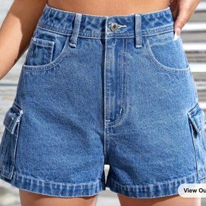 Denim cargo jean shorts